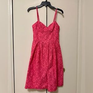 Lilly Pulitzer pink all cotton lined eyelet slip dress XS
